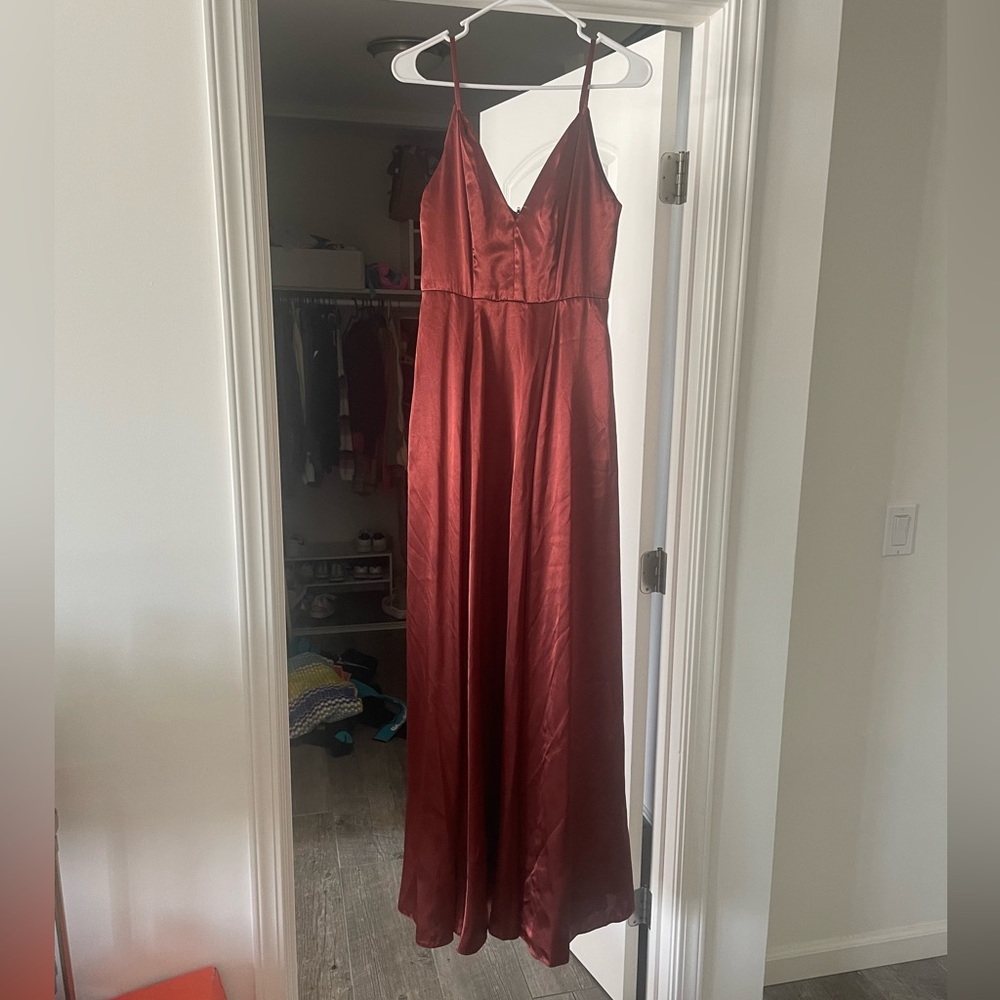 Galina Signature Charmeuse deep v-neck a-line bridesmaid dress - David’s Bridal